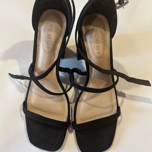 Scoop Elegant Black Strappy Heels for Women